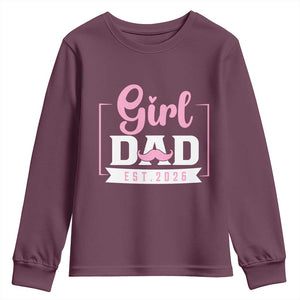 Girl Dad Est 2026 Youth Sweatshirt Proud New Dad Gift TS12 Maroon Print Your Wear