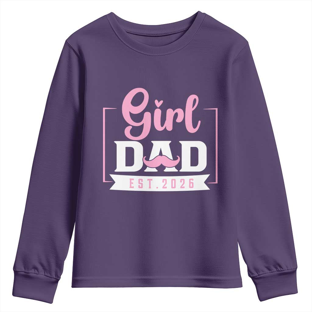 Girl Dad Est 2026 Youth Sweatshirt Proud New Dad Gift TS12 Purple Print Your Wear