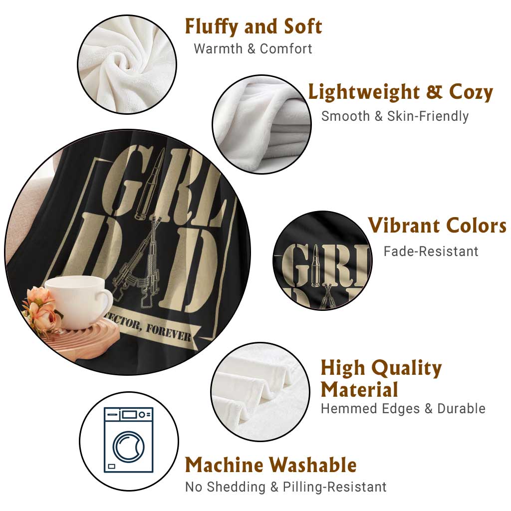 Girl Dad Her Protector Forever Throw Blanket New Dad Fathers Day Gift TS12 Print Your Wear