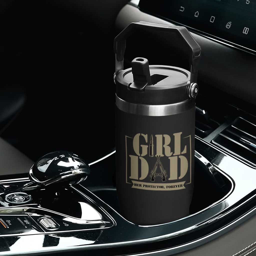 Girl Dad Her Protector Forever Flip Straw Tumbler New Dad Fathers Day Gift TS12 Print Your Wear