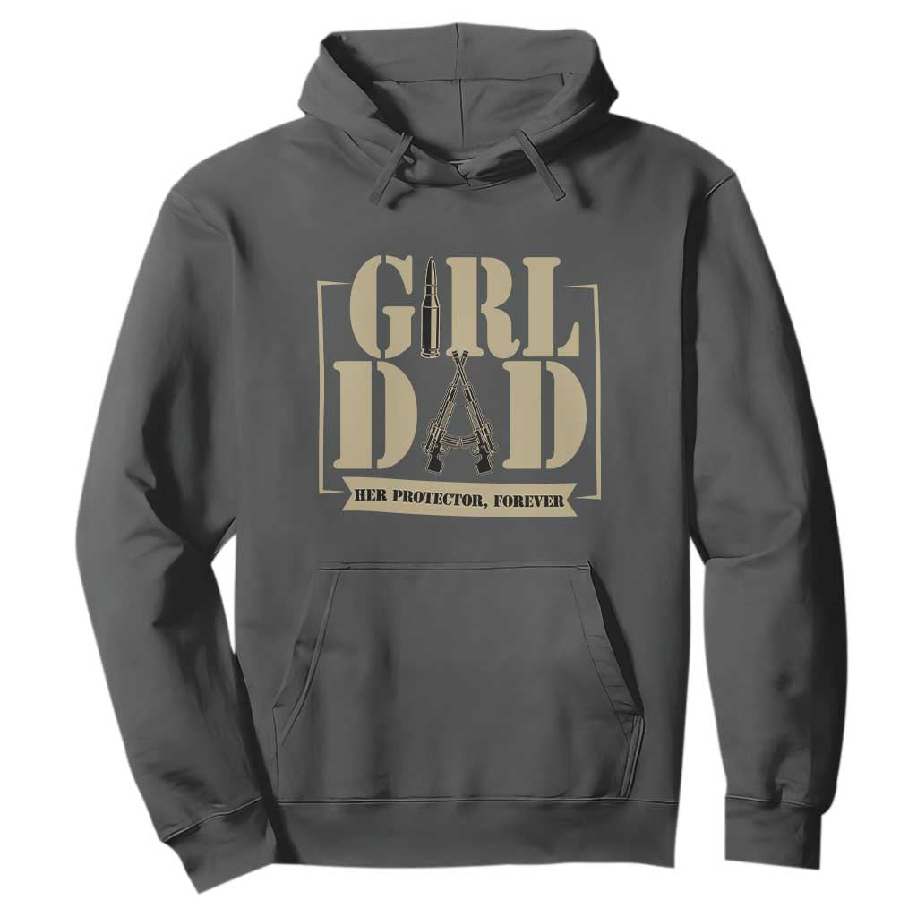 Girl Dad Her Protector Forever Hoodie New Dad Fathers Day Gift TS12 Dark Heather Print Your Wear
