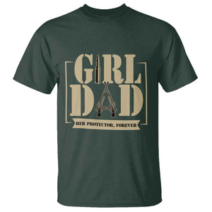 Girl Dad Her Protector Forever T Shirt New Dad Fathers Day Gift TS12 Dark Forest Green Print Your Wear