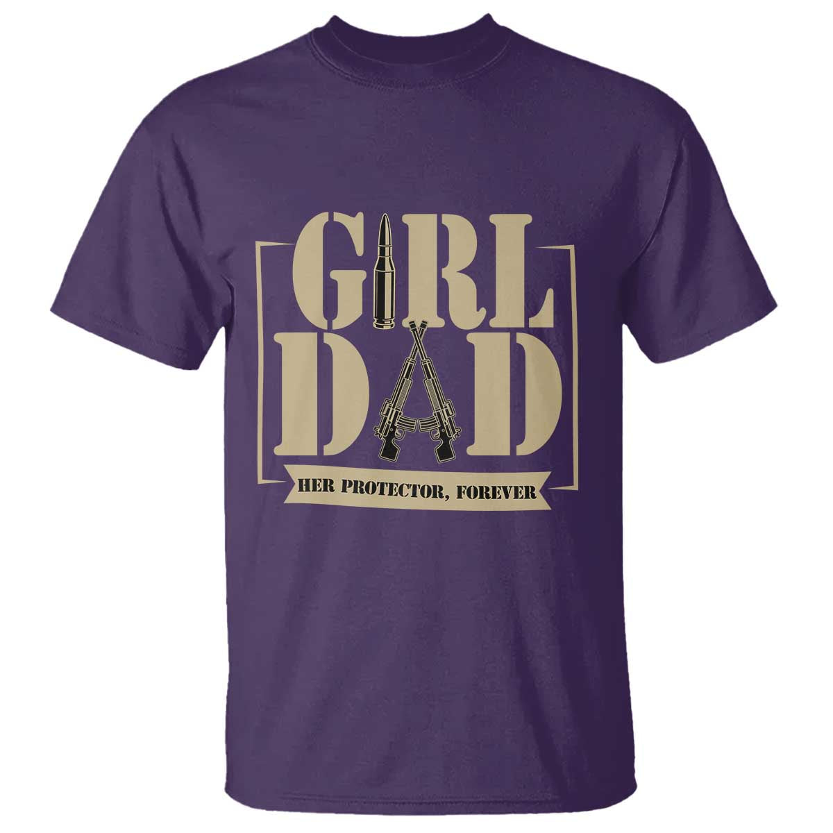 Girl Dad Her Protector Forever T Shirt New Dad Fathers Day Gift TS12 Purple Print Your Wear