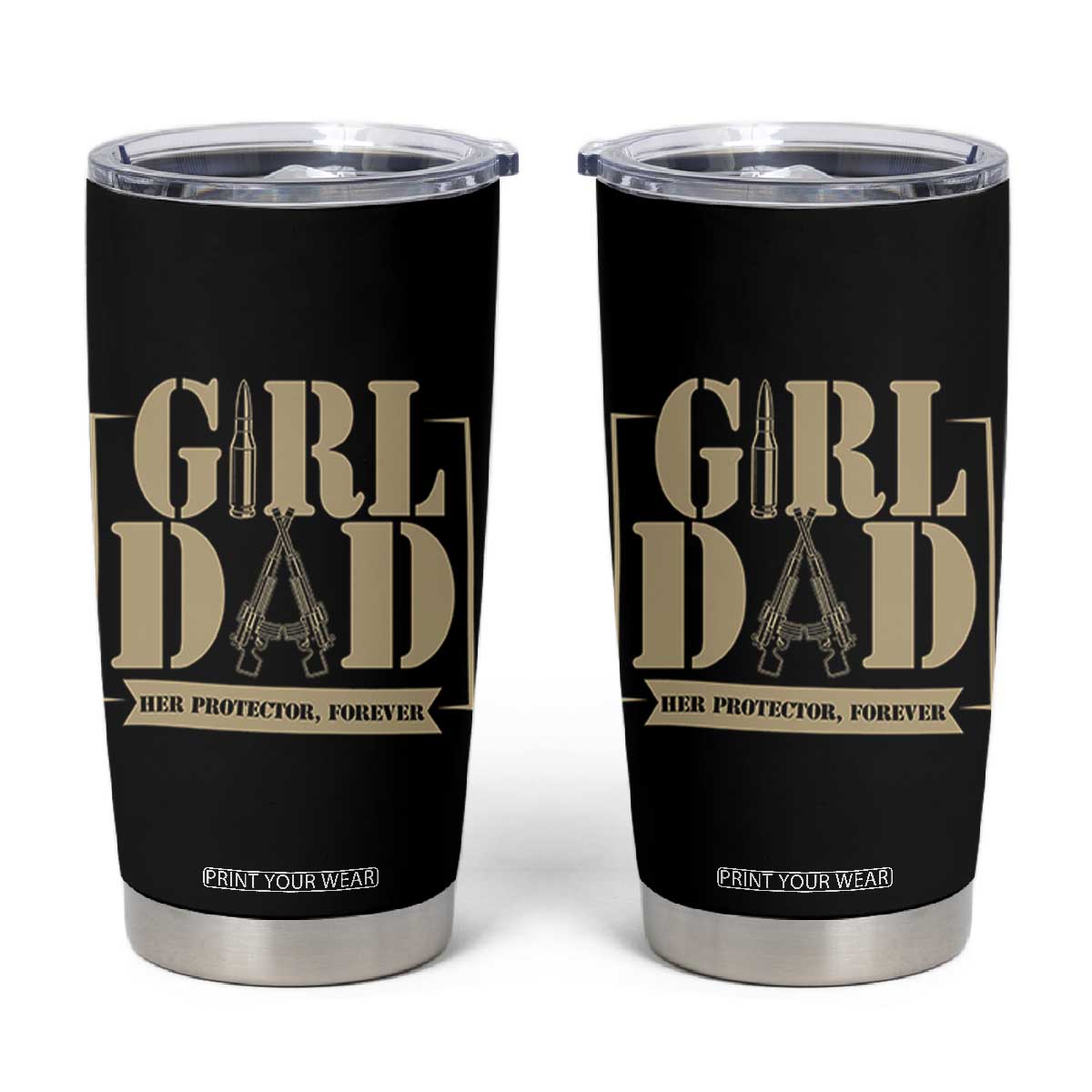 Girl Dad Her Protector Forever Tumbler Cup New Dad Fathers Day Gift TS12 Black Print Your Wear