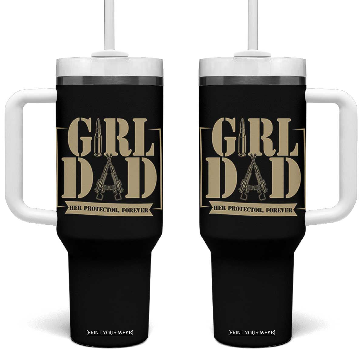 Girl Dad Her Protector Forever Tumbler With Handle New Dad Fathers Day Gift TS12 One Size: 40 oz Black Print Your Wear