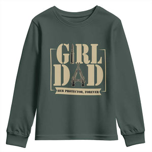 Girl Dad Her Protector Forever Youth Sweatshirt New Dad Fathers Day Gift TS12 Dark Forest Green Print Your Wear