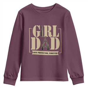Girl Dad Her Protector Forever Youth Sweatshirt New Dad Fathers Day Gift TS12 Maroon Print Your Wear