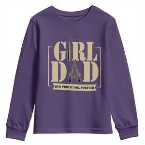 Girl Dad Her Protector Forever Youth Sweatshirt New Dad Fathers Day Gift TS12 Purple Print Your Wear