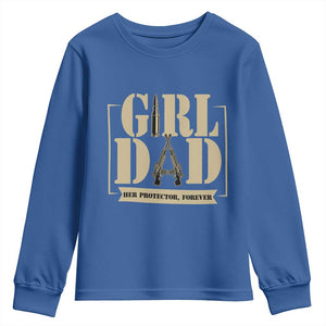 Girl Dad Her Protector Forever Youth Sweatshirt New Dad Fathers Day Gift TS12 Royal Blue Print Your Wear