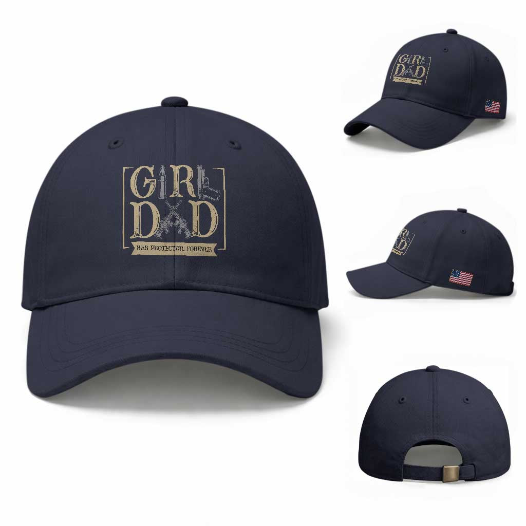 Girl Dad Her Protector Forever Baseball Cap Proud Father Of A Daughter TS12 Baseball Cap Universal Fit Navy Print Your Wear