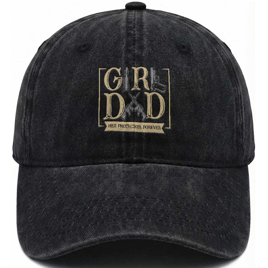 Girl Dad Her Protector Forever Washed Cotton Baseball Cap Proud Father Of A Daughter TS12 Print Your Wear