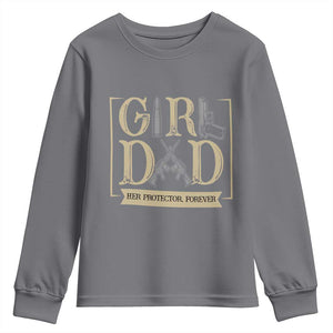 Girl Dad Her Protector Forever Youth Sweatshirt Proud Father Of A Daughter TS12 Charcoal Print Your Wear