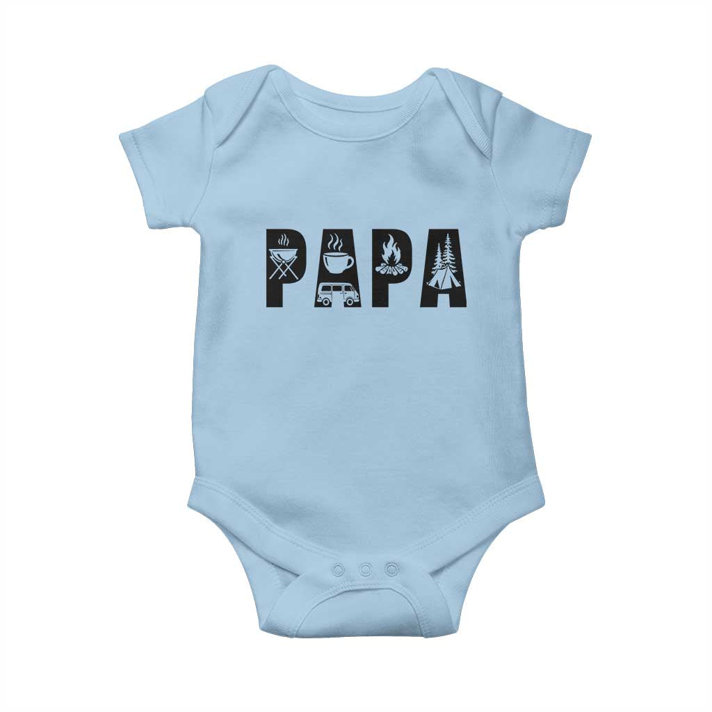 Camping Papa Baby Onesie Camper Dad Fathers Day Gift TS12 Light Blue Print Your Wear