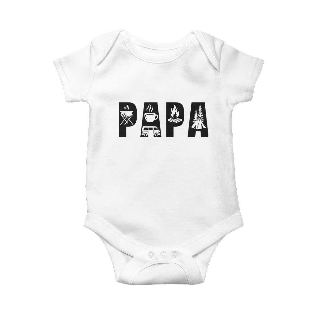 Camping Papa Baby Onesie Camper Dad Fathers Day Gift TS12 White Print Your Wear