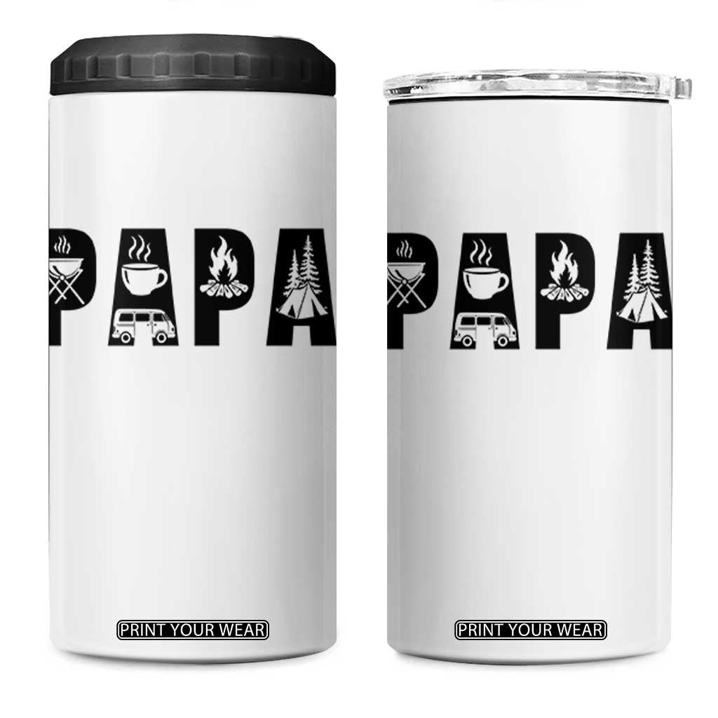 Camping Papa 4 in 1 Can Cooler Tumbler Camper Dad Fathers Day Gift TS12 One Size: 16 oz White Print Your Wear
