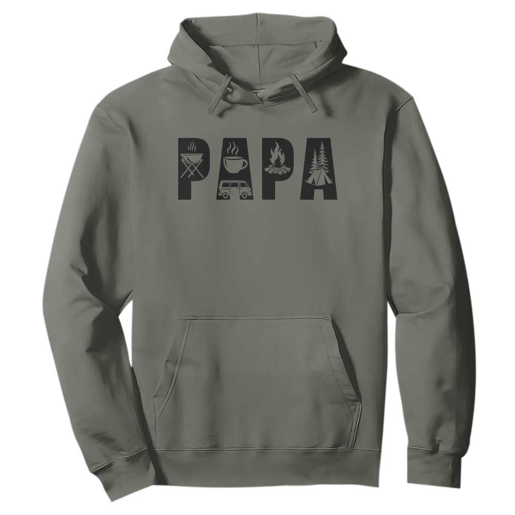 Camping Papa Hoodie Camper Dad Fathers Day Gift TS12 Military Green Print Your Wear