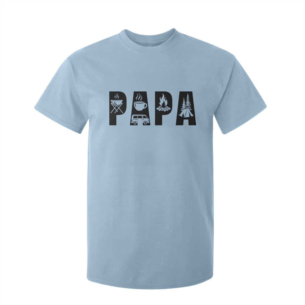Camping Papa T Shirt For Kid Camper Dad Fathers Day Gift TS12 Light Blue Print Your Wear