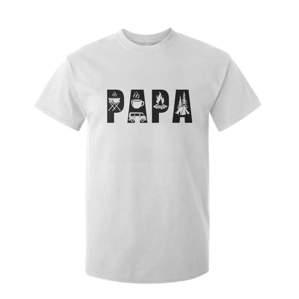 Camping Papa T Shirt For Kid Camper Dad Fathers Day Gift TS12 White Print Your Wear