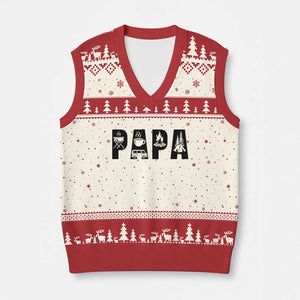 Camping Papa V-Neck Knit Sweater Vest Camper Dad Fathers Day Gift TS12 Beige Red Print Your Wear