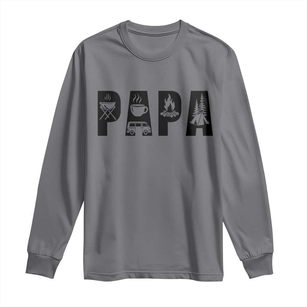Camping Papa Long Sleeve Shirt Camper Dad Fathers Day Gift TS12 Charcoal Print Your Wear
