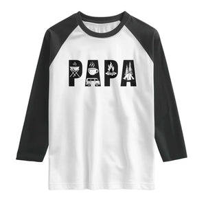 Camping Papa Raglan Shirt Camper Dad Fathers Day Gift TS12 White Black Print Your Wear