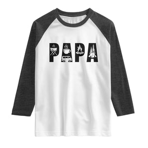 Camping Papa Raglan Shirt Camper Dad Fathers Day Gift TS12 White Heather Charcoal Print Your Wear