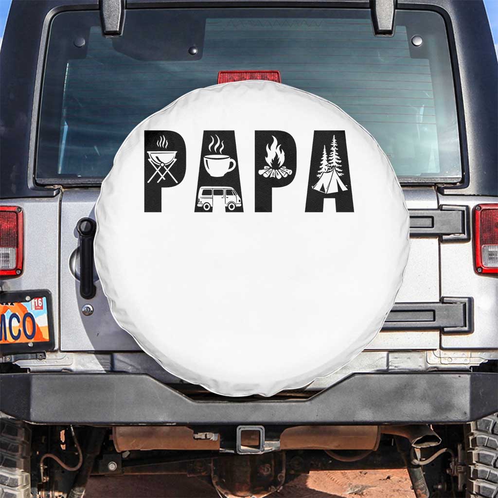 Camping Papa Spare Tire Cover Camper Dad Fathers Day Gift TS12 No hole White Print Your Wear