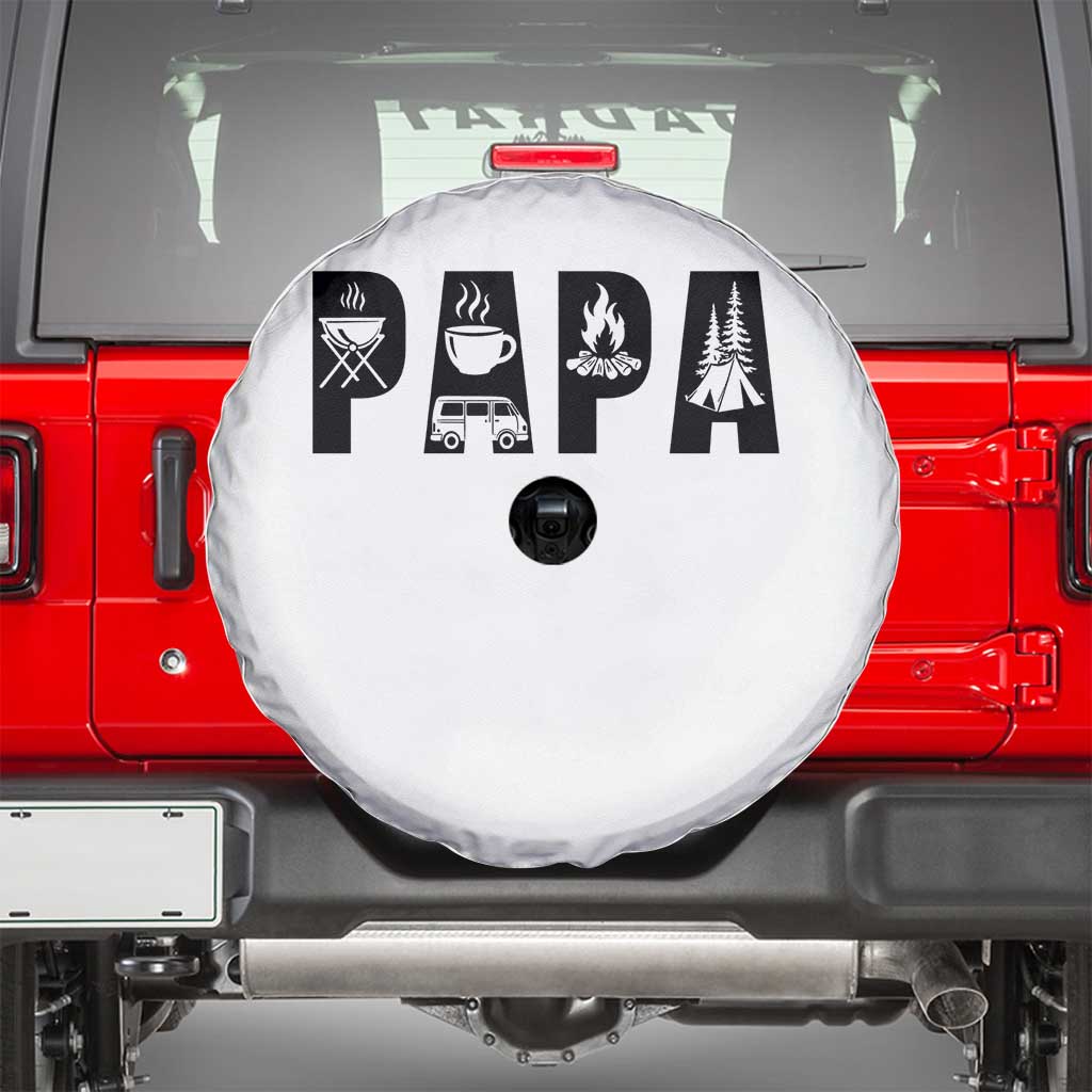 Camping Papa Spare Tire Cover Camper Dad Fathers Day Gift TS12 White Print Your Wear
