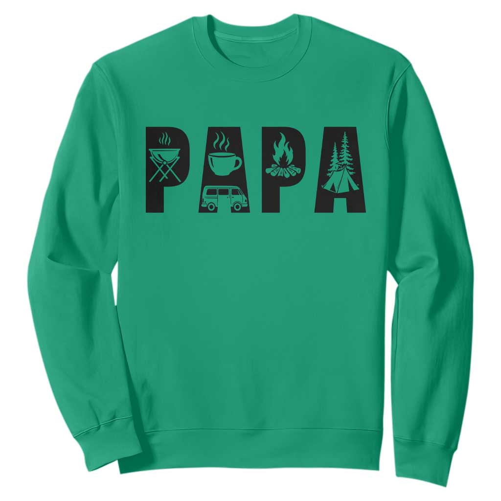 Camping Papa Sweatshirt Camper Dad Fathers Day Gift TS12 Irish Green Print Your Wear