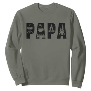 Camping Papa Sweatshirt Camper Dad Fathers Day Gift TS12 Military Green Print Your Wear