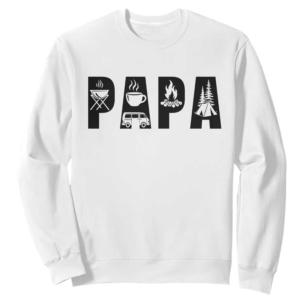 Camping Papa Sweatshirt Camper Dad Fathers Day Gift TS12 White Print Your Wear
