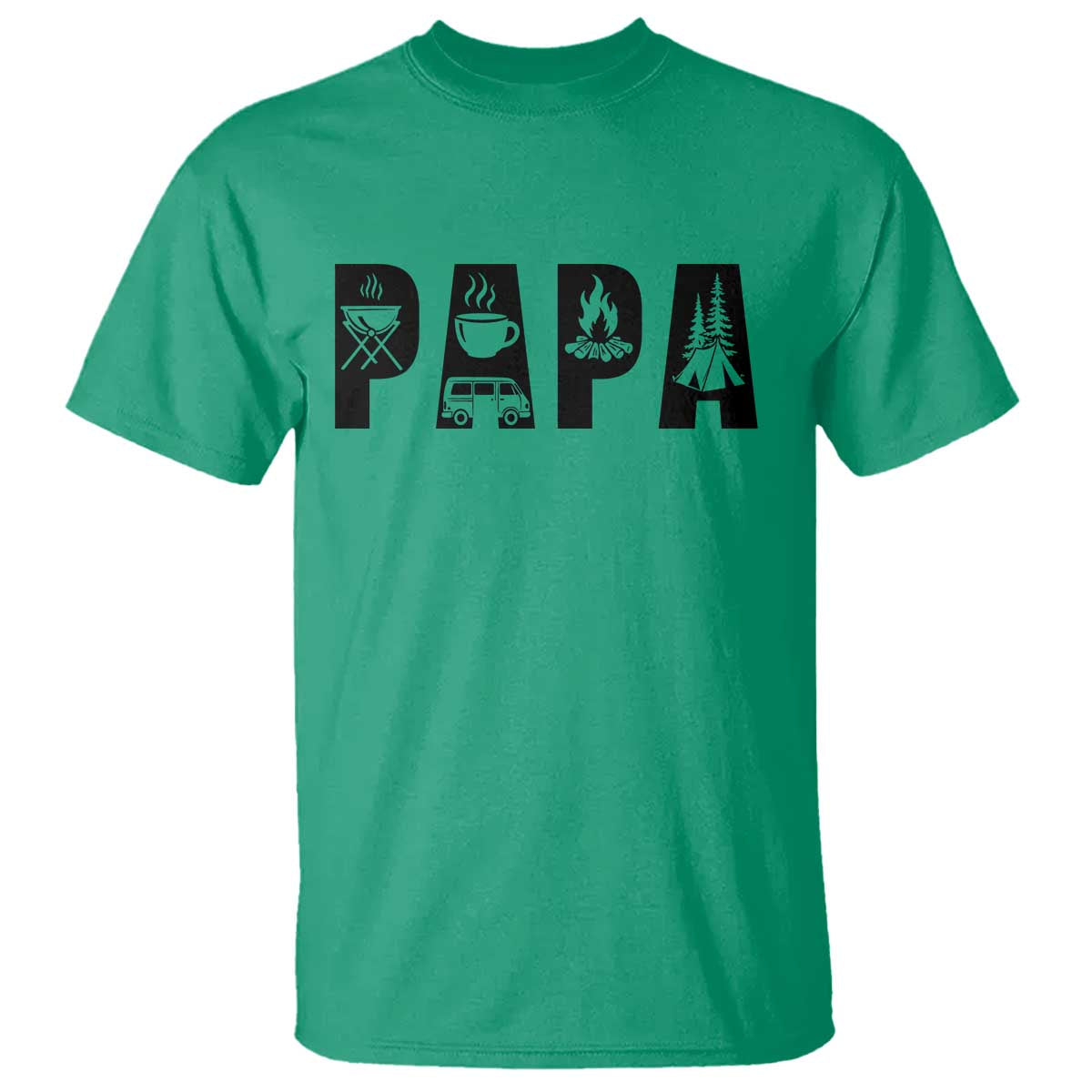 Camping Papa T Shirt Camper Dad Fathers Day Gift TS12 Irish Green Print Your Wear