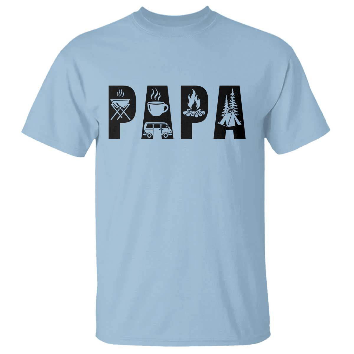 Camping Papa T Shirt Camper Dad Fathers Day Gift TS12 Light Blue Print Your Wear