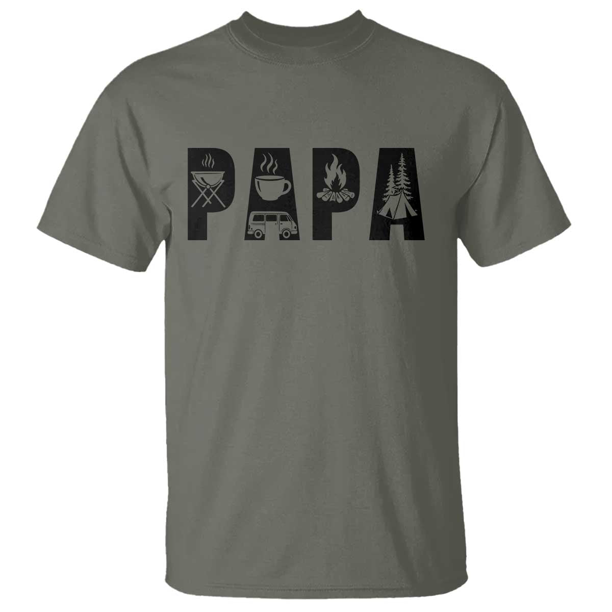 Camping Papa T Shirt Camper Dad Fathers Day Gift TS12 Military Green Print Your Wear