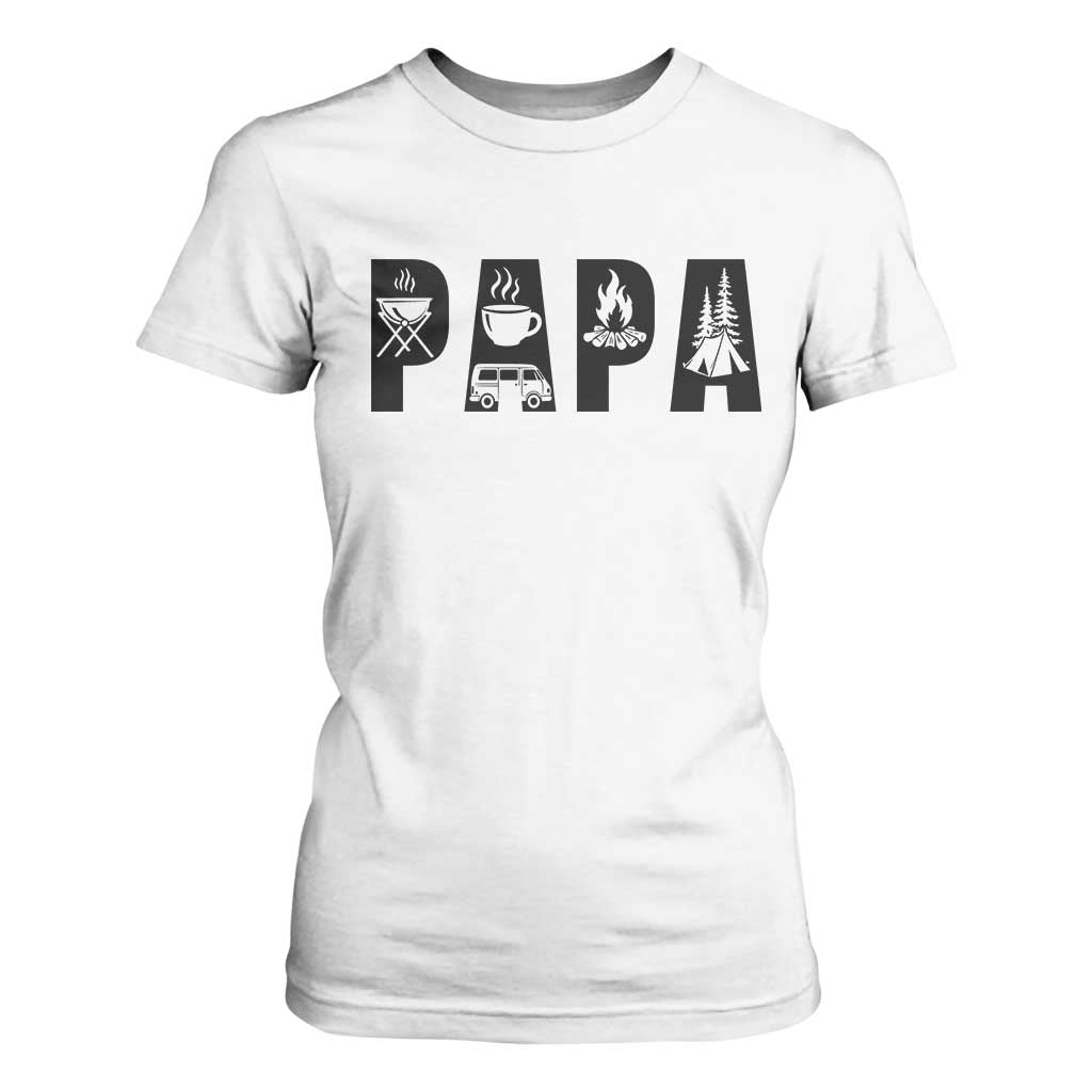 Camping Papa T Shirt For Women Camper Dad Fathers Day Gift TS12 White Print Your Wear