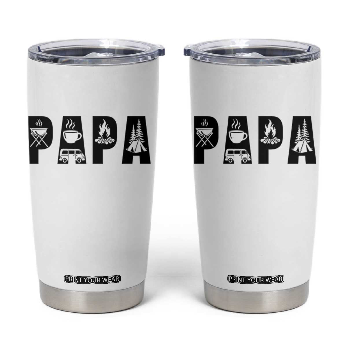 Camping Papa Tumbler Cup Camper Dad Fathers Day Gift TS12 White Print Your Wear