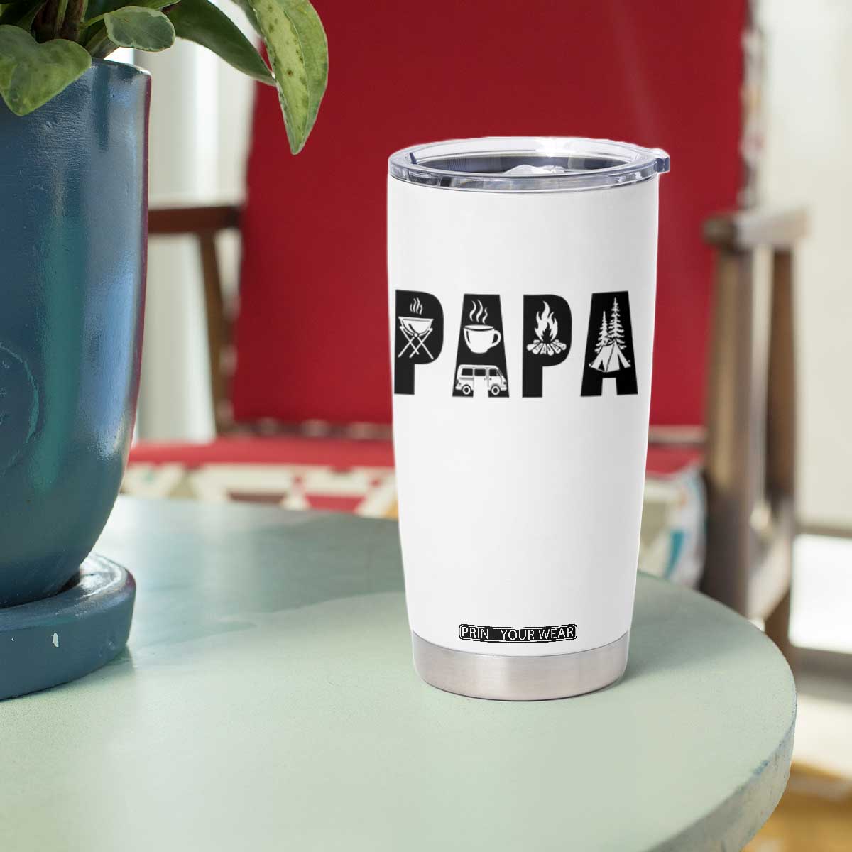 Camping Papa Tumbler Cup Camper Dad Fathers Day Gift TS12 Print Your Wear