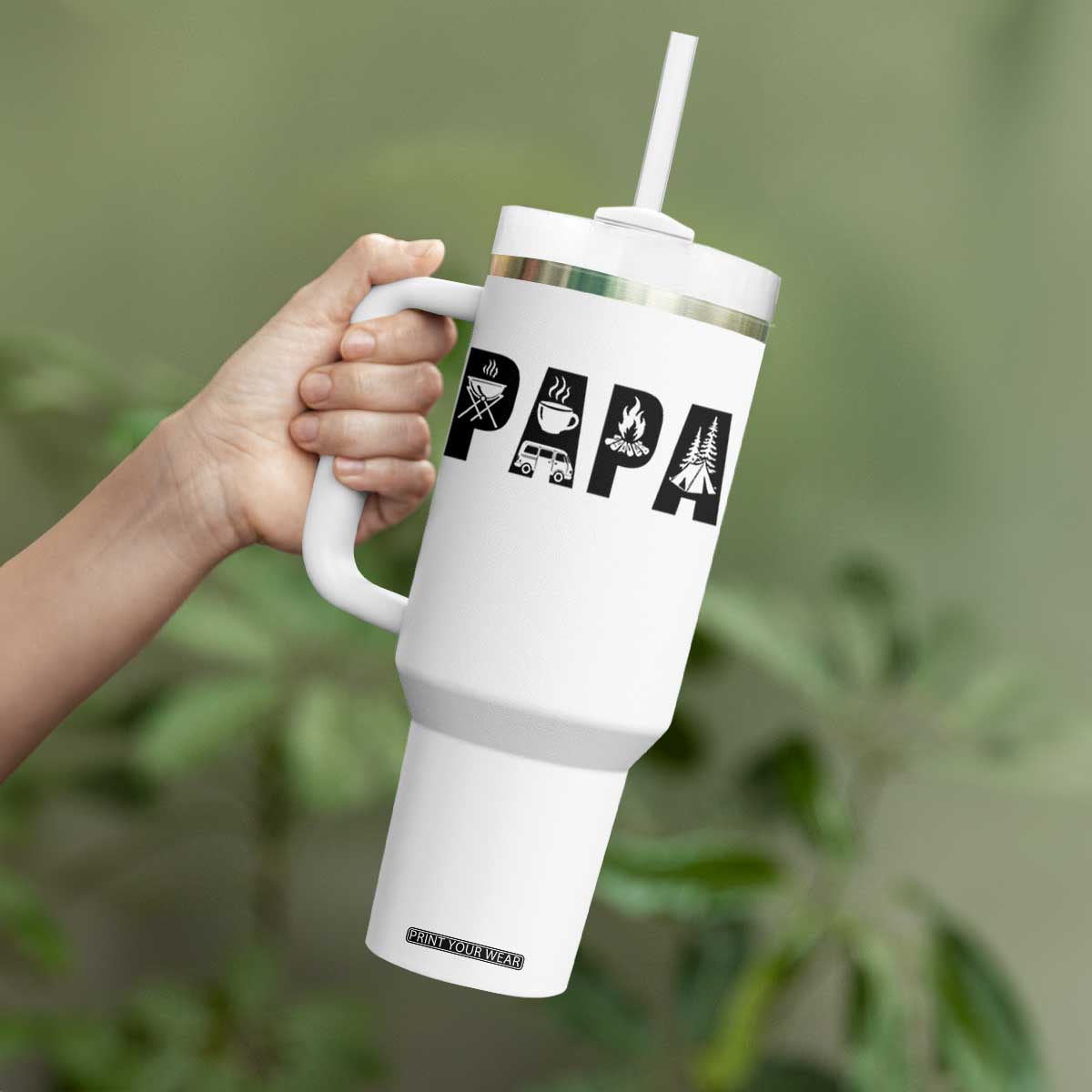Camping Papa Tumbler With Handle Camper Dad Fathers Day Gift TS12 Print Your Wear