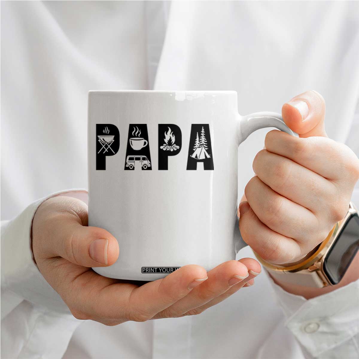 Camping Papa Coffee Mug Camper Dad Fathers Day Gift TS12 Print Your Wear