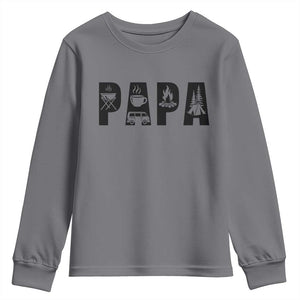 Camping Papa Youth Sweatshirt Camper Dad Fathers Day Gift TS12 Charcoal Print Your Wear