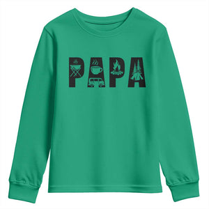 Camping Papa Youth Sweatshirt Camper Dad Fathers Day Gift TS12 Irish Green Print Your Wear