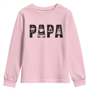 Camping Papa Youth Sweatshirt Camper Dad Fathers Day Gift TS12 Light Pink Print Your Wear