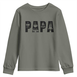 Camping Papa Youth Sweatshirt Camper Dad Fathers Day Gift TS12 Military Green Print Your Wear