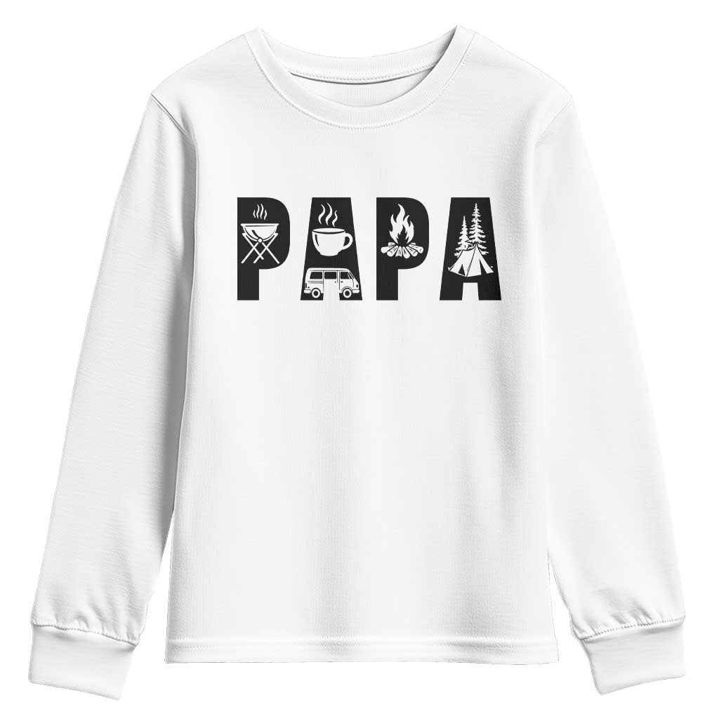 Camping Papa Youth Sweatshirt Camper Dad Fathers Day Gift TS12 White Print Your Wear