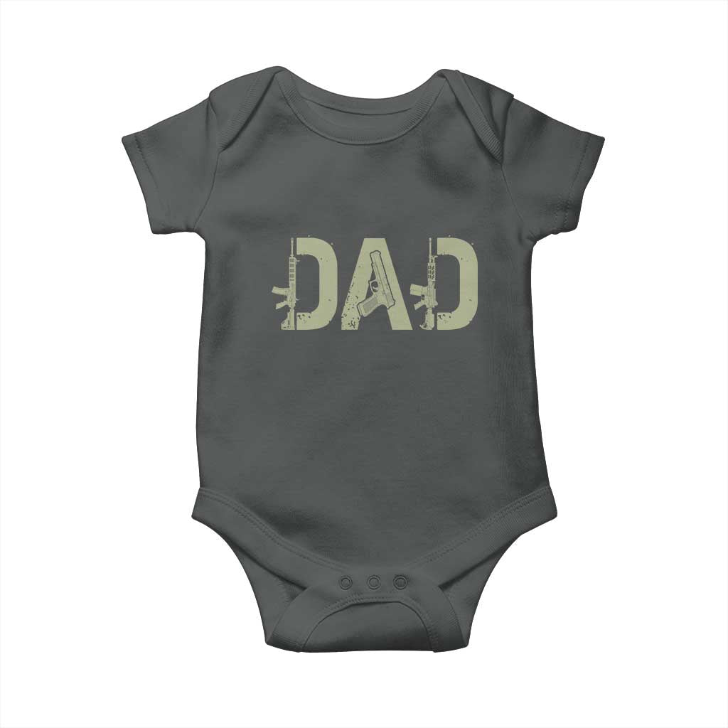 Gun Lover Dad Baby Onesie Funny Hunter Dad Fathers Day Gift TS12 Dark Heather Print Your Wear