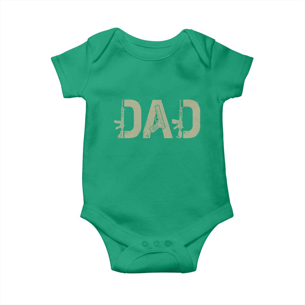 Gun Lover Dad Baby Onesie Funny Hunter Dad Fathers Day Gift TS12 Irish Green Print Your Wear