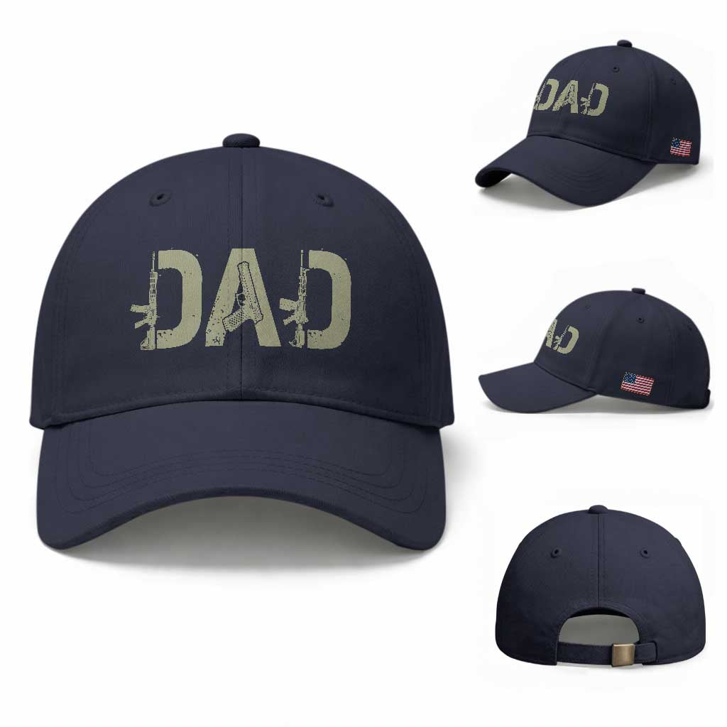 Gun Lover Dad Baseball Cap Funny Hunter Dad Fathers Day Gift TS12 Baseball Cap Universal Fit Navy Print Your Wear