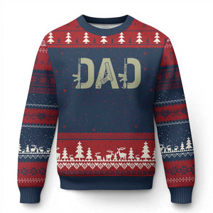Gun Lover Dad Ugly Christmas Sweater Funny Hunter Dad Fathers Day Gift TS12 Navy Red Print Your Wear