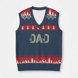 Gun Lover Dad V-Neck Knit Sweater Vest Funny Hunter Dad Fathers Day Gift