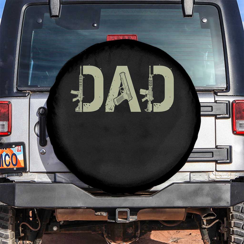 Gun Lover Dad Spare Tire Cover Funny Hunter Dad Fathers Day Gift TS12 No hole Black Print Your Wear